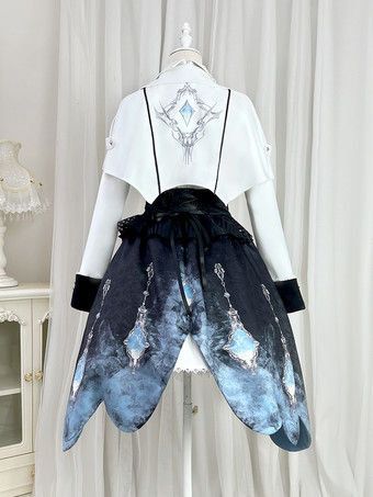 王子様ロリータセット ノースリーブワンピースと長袖ケープと取り外し可能なトレーンスカート 3点セット エレガントな騎士王子ロリータコスチューム