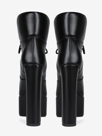 Schwarze Stiefeletten für Damen mit Plateau-Schnürung und klobigem Absatz