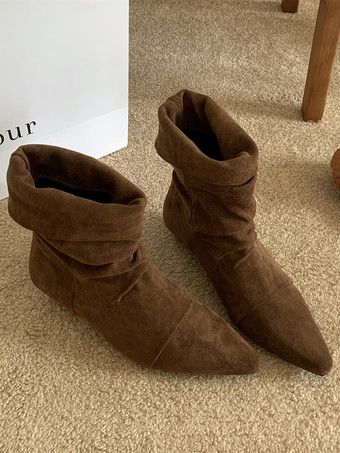 Stivaletti da donna con punta a punta tacco a zeppa e stivaletti piatti