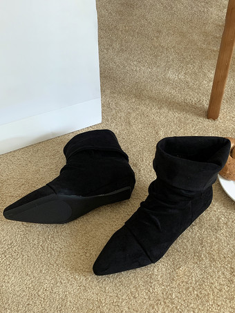 Stivaletti da donna con punta a punta tacco a zeppa e stivaletti piatti