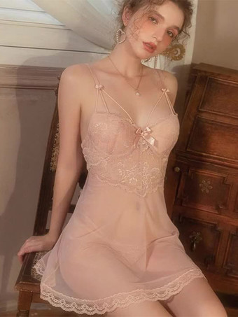 Babydolls Lingerie Women Black Lace Layered Polyester 2-Piece Sexy Sleepwear