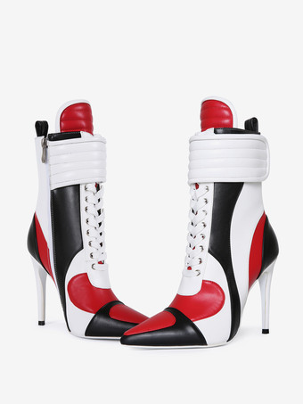 Damen-Sneaker-Booties mit spitzer Zehenpartie und Schnürung und hohem Absatz