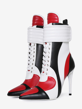 Damen-Sneaker-Booties mit spitzer Zehenpartie und Schnürung und hohem Absatz