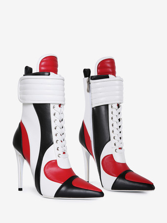 Damen-Sneaker-Booties mit spitzer Zehenpartie und Schnürung und hohem Absatz