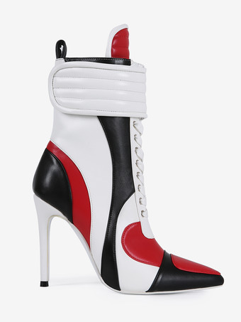 Damen-Sneaker-Booties mit spitzer Zehenpartie und Schnürung und hohem Absatz