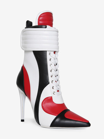 Damen-Sneaker-Booties mit spitzer Zehenpartie und Schnürung und hohem Absatz