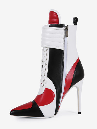 Damen-Sneaker-Booties mit spitzer Zehenpartie und Schnürung und hohem Absatz