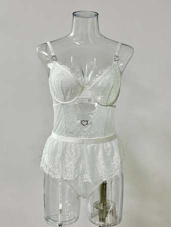 Bianco Lingerie Teddy Sexy Nero Senza Schienale con Ritagli per Donna