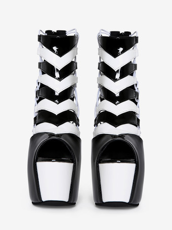 Sandali sexy da donna con plateau punta aperta stivaletti con tacco alto e cut-out