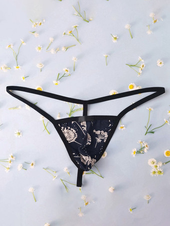 DunkelmarineblauHerrenunterwäsche sexy Slips für Männer Tanga mit Blumenmuster