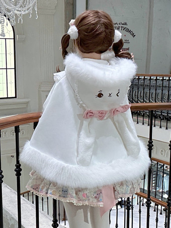 Sweet Lolita Cape Plush Lined Christmas Hooded Cloak With Embroidery