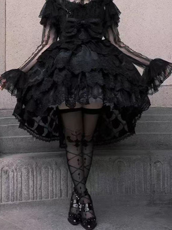 スイートロリータドレス レーストリム ノースリーブ ジャンパースカート ふっくらシルエット 3色