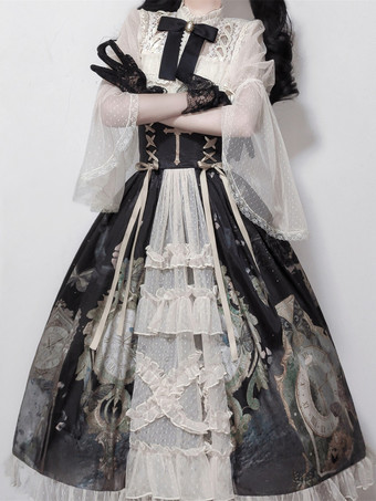 クラシカルロリータ3点セット コルセットウエストスカート＆シースルーブラウス＆キャミソールアンダーシャツコーデ