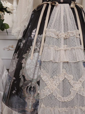 クラシカルロリータ3点セット コルセットウエストスカート＆シースルーブラウス＆キャミソールアンダーシャツコーデ