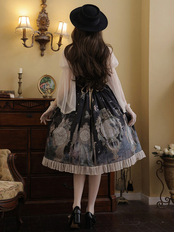 クラシカルロリータ3点セット コルセットウエストスカート＆シースルーブラウス＆キャミソールアンダーシャツコーデ