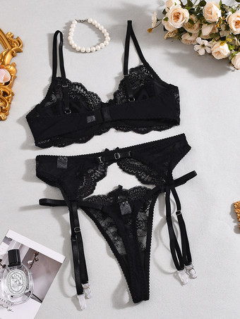 ブライダル 3ピース ランジェリー レース ホワイト ブラ パンティ ガーターセット