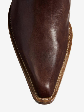 ブラックフラットブーツ ポインテッドトゥ ルーシュ ミドルカーフブーツ