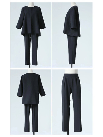 エレガント セットアップ ラウンドネック ディープアプリコット 半袖 無地 シンプル レディースファッション