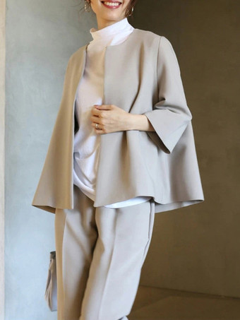 エレガント セットアップ ラウンドネック ディープアプリコット 半袖 無地 シンプル レディースファッション