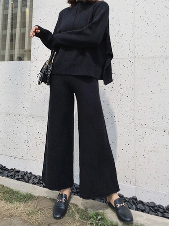 カジュアル セットアップ ハイネック ディープアプリコット 長袖 シンプル レディースファッション