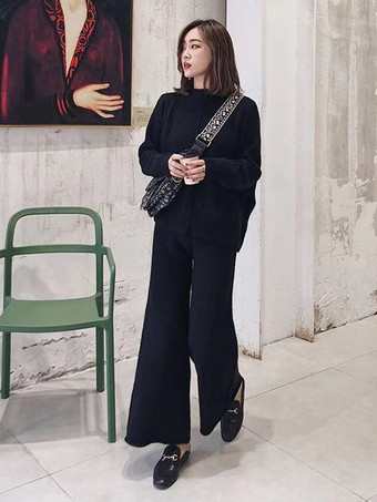 カジュアル セットアップ ハイネック ディープアプリコット 長袖 シンプル レディースファッション