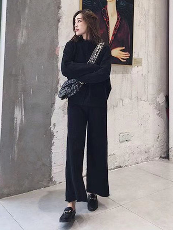 カジュアル セットアップ ハイネック ディープアプリコット 長袖 シンプル レディースファッション