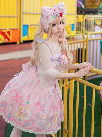 スイートロリータドレス ノースリーブ リボン ジャンパー スイート おとぎ話風 イエロードレス