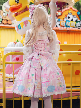 スイートロリータドレス ノースリーブ リボン ジャンパー スイート おとぎ話風 イエロードレス