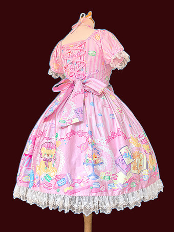 Süßes Lolita-Kleid ärmellos mit Schleifen süßes gelbes Märchenkleid