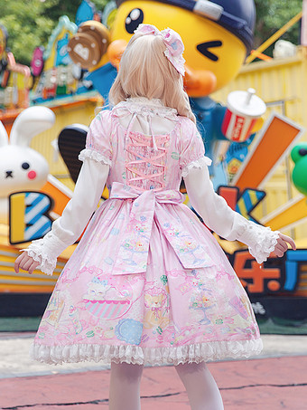 Süßes Lolita-Kleid ärmellos mit Schleifen süßes gelbes Märchenkleid