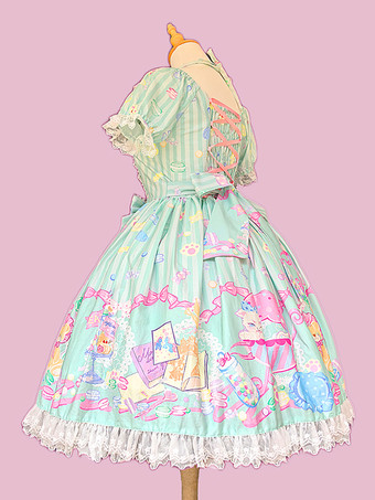 Süßes Lolita-Kleid ärmellos mit Schleifen süßes gelbes Märchenkleid