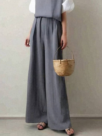 カジュアル セットアップ Vネック グレイ 五分袖 ワイドレッグ バイカラー シンプル レディースファッション