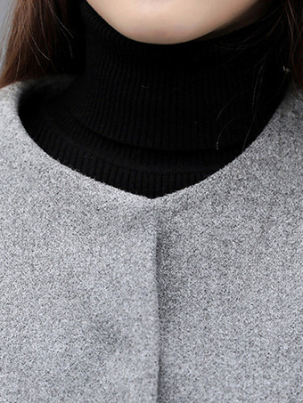 カジュアル セットアップ ラウンドネック グレイ 長袖 セット バイカラー カジュアル ボタン レディースファッション