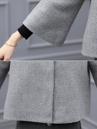 カジュアル セットアップ ラウンドネック グレイ 長袖 セット バイカラー カジュアル ボタン レディースファッション