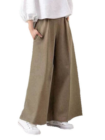 カジュアル セットアップ ラウンドネック 七分袖 ワイドレッグ 無地 シンプル レディースファッション