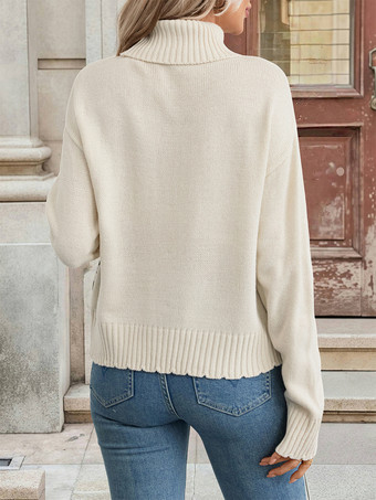 2026年レディース向けタートルネック幾何学模様ニットセーター