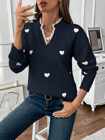 ハートプリントVネックセーター（レディース）2025