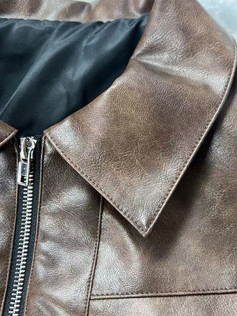 フェイクレザーのターンダウンカラーヴィンテージジャケット（レディース）2026