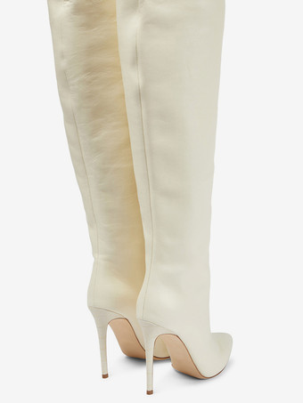 サイハイブーツ プラスサイズ ポインテッドトゥ ハイヒール オーバーニーブーツ