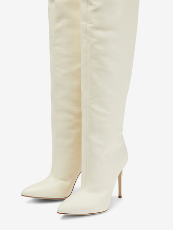 サイハイブーツ プラスサイズ ポインテッドトゥ ハイヒール オーバーニーブーツ