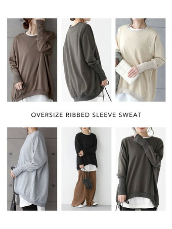 シックなジュエルネックコーヒーブラウン長袖ハイローデザイントップスTシャツトップスレディースファッション