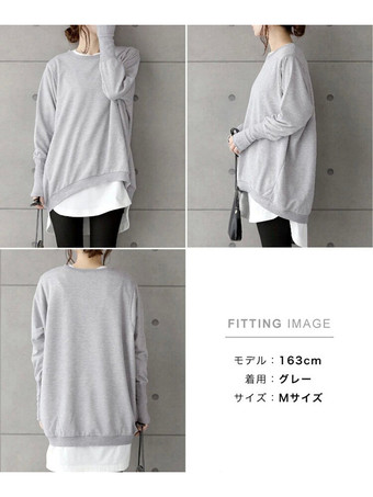 シックなジュエルネックコーヒーブラウン長袖ハイローデザイントップスTシャツトップスレディースファッション