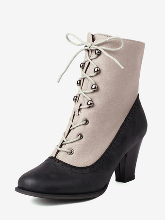 Stivali Lolita classici in stile vintage in pelle sintetica con punta tonda scarpe Lolita rosse