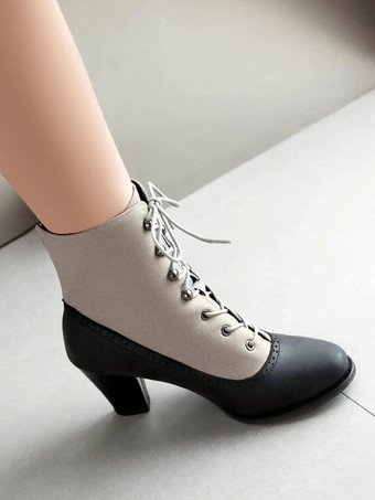 Stivali Lolita classici in stile vintage in pelle sintetica con punta tonda scarpe Lolita rosse