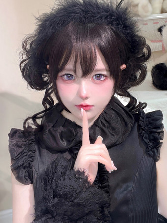 Sweet Lolita Wigs Black Two Buns Black Lolita Accessories