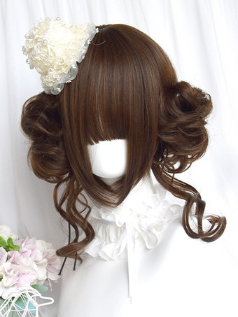Deep BrownSweet Lolita Wig Deep Brown Two Buns Lolita Accessories