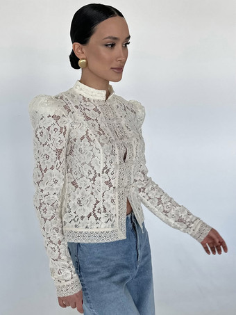 マンダリンカラーのレーストップス（中国風フロッグボタン付き、女性用）2026年