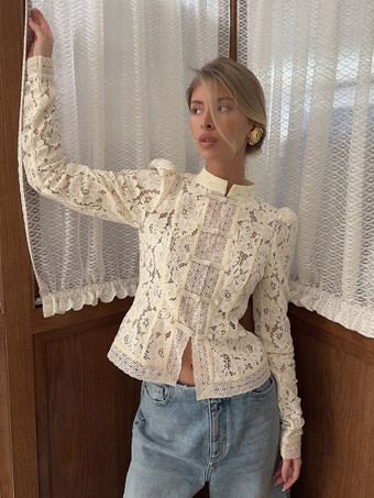 マンダリンカラーのレーストップス（中国風フロッグボタン付き、女性用）2026年