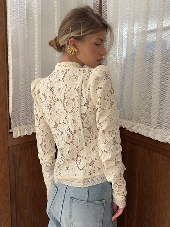 マンダリンカラーのレーストップス（中国風フロッグボタン付き、女性用）2026年