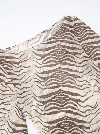 Y2K シアー アニマルプリント トップス（フレアスリーブ、レディース 2025 年）